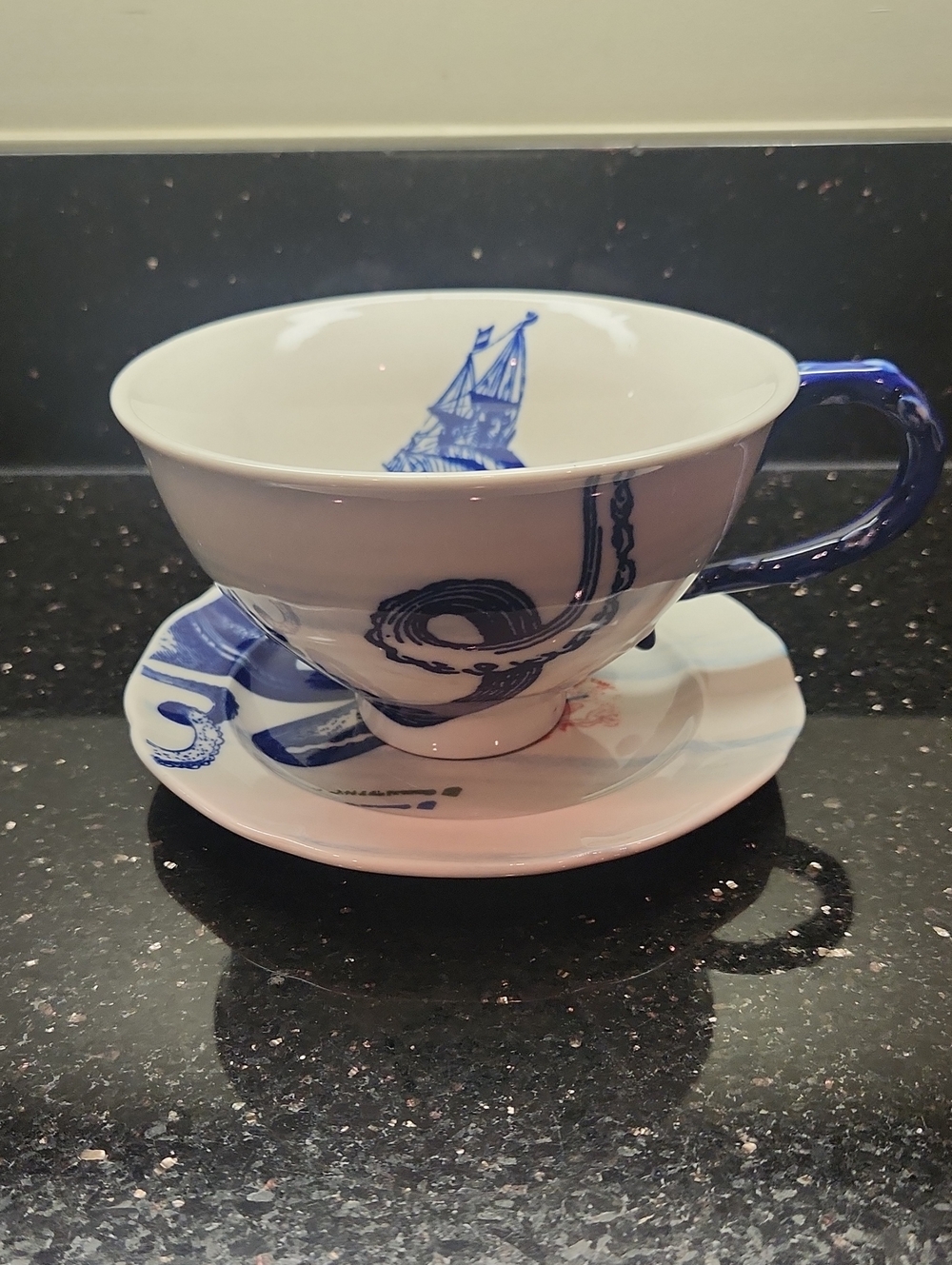 Anthropologie "From the Deep" Cup and Saucer, like new